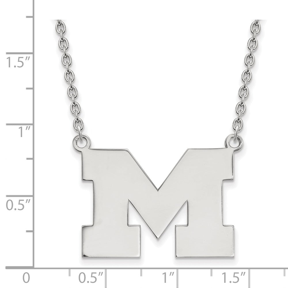 Alternate view of the Sterling Silver U of Michigan Large Initial M Pendant Necklace by The Black Bow Jewelry Co.
