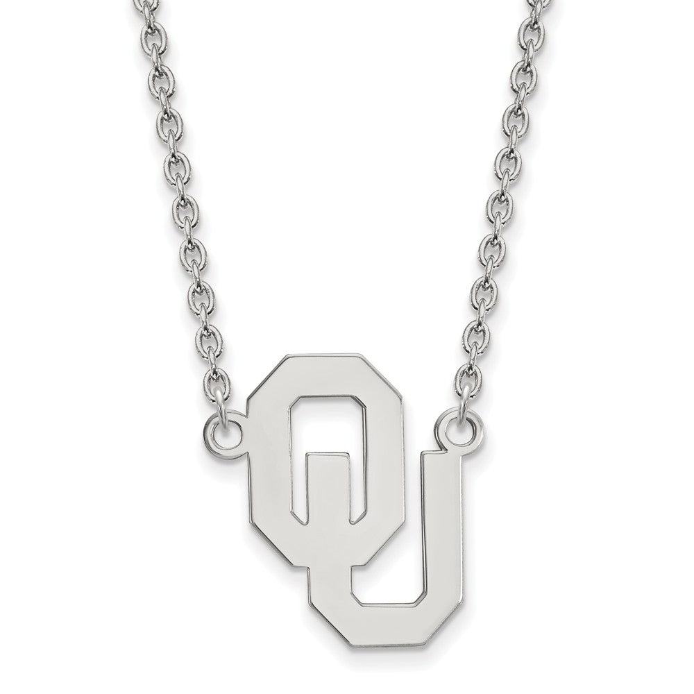 Sterling Silver Oklahoma OU Large Pendant Necklace, Item N12794 by The Black Bow Jewelry Co.