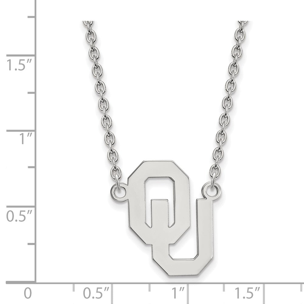 Alternate view of the Sterling Silver Oklahoma OU Large Pendant Necklace by The Black Bow Jewelry Co.