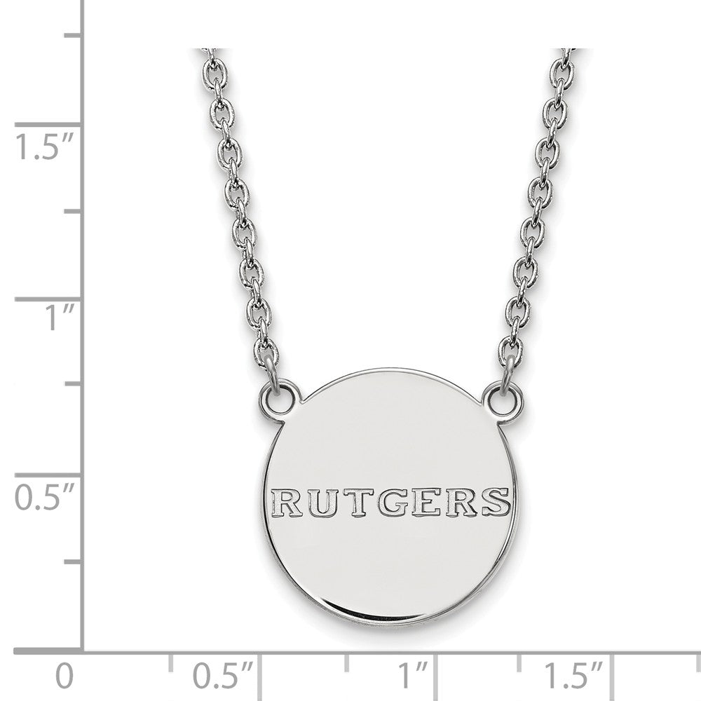 Alternate view of the Sterling Silver Rutgers Large &#39;Rutgers&#39; Disc Pendant Necklace by The Black Bow Jewelry Co.
