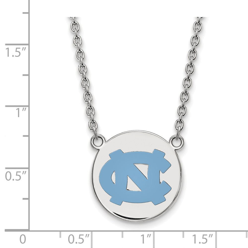 Alternate view of the Sterling Silver North Carolina Large Enamel Disc Pendant Necklace by The Black Bow Jewelry Co.