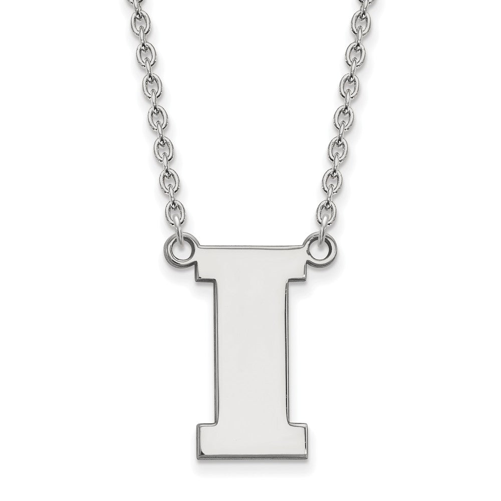 Sterling Silver U of Iowa Large Initial I Pendant Necklace, Item N12874 by The Black Bow Jewelry Co.