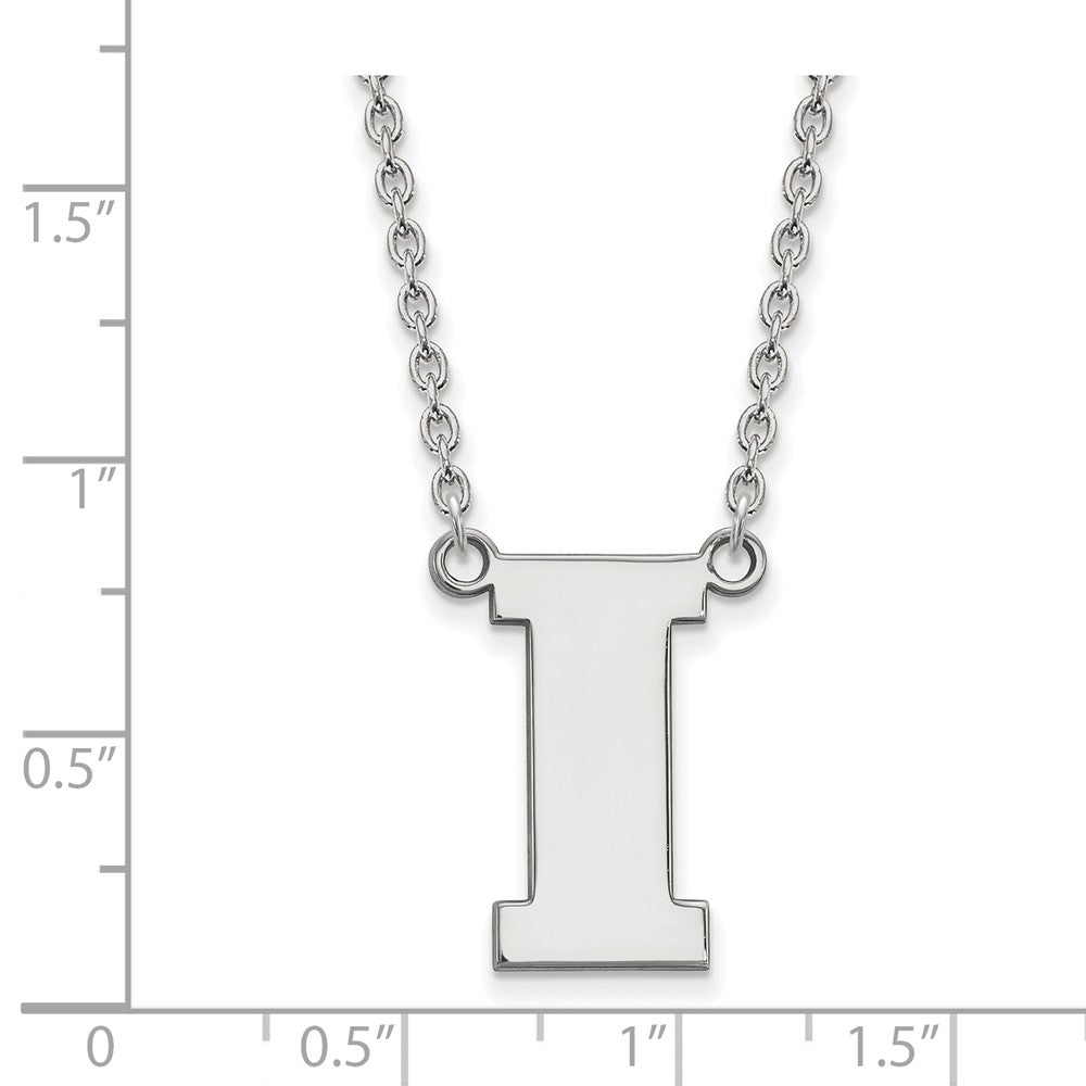 Alternate view of the Sterling Silver U of Iowa Large Initial I Pendant Necklace by The Black Bow Jewelry Co.