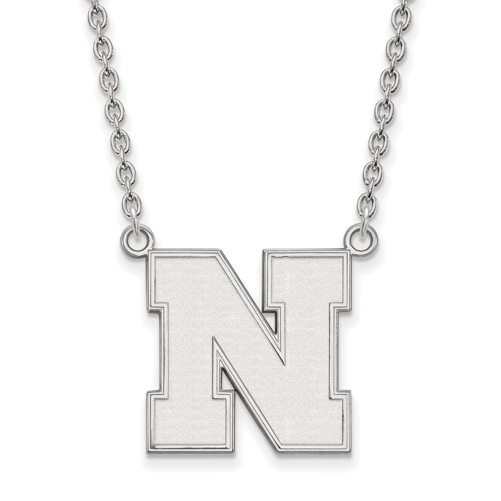 Sterling Silver U of Nebraska Large Initial N Pendant Necklace, Item N12877 by The Black Bow Jewelry Co.