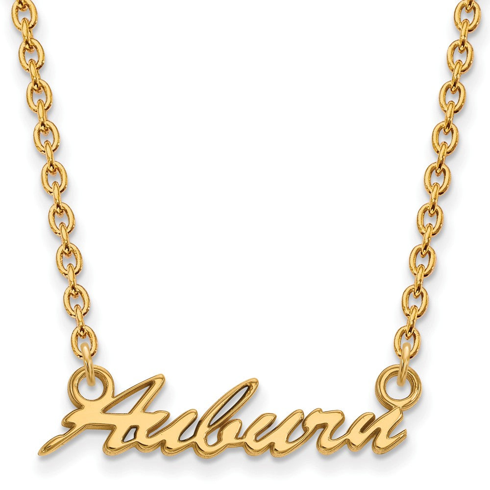 14k Gold Plated Silver Auburn U Medium Pendant Necklace, Item N12891 by The Black Bow Jewelry Co.