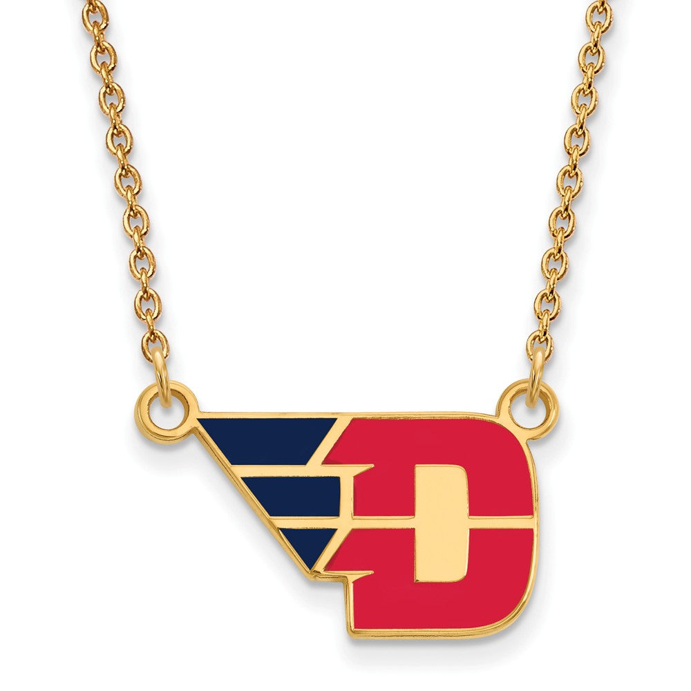 14k Gold Plated Silver U of Dayton Small Enamel Pendant Necklace, Item N12913 by The Black Bow Jewelry Co.
