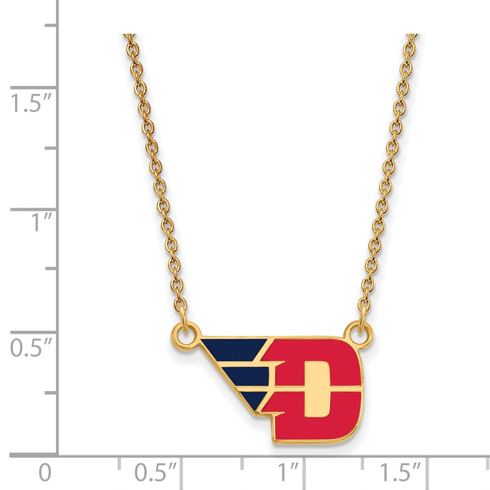 Alternate view of the 14k Gold Plated Silver U of Dayton Small Enamel Pendant Necklace by The Black Bow Jewelry Co.