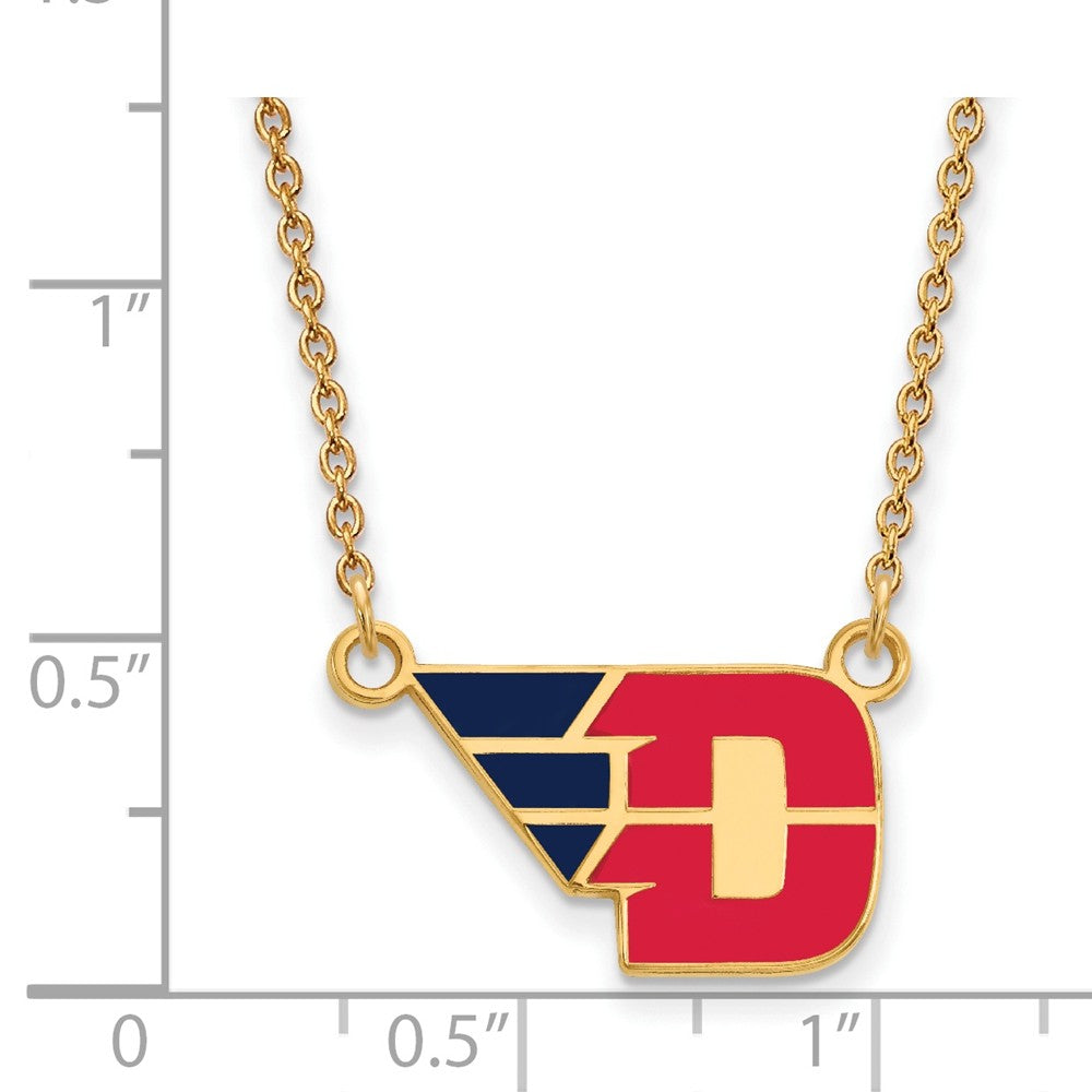 Alternate view of the 14k Gold Plated Silver U of Dayton Small Enamel Pendant Necklace by The Black Bow Jewelry Co.