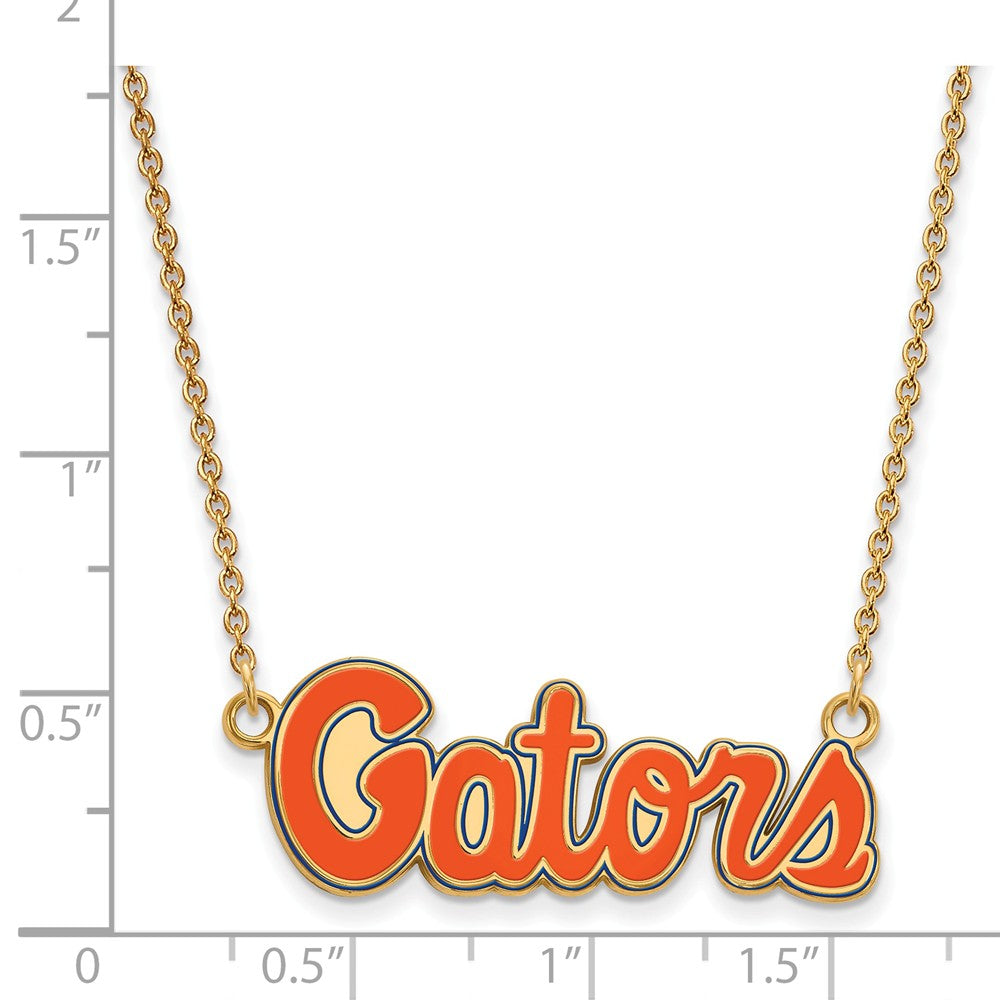 Alternate view of the 14k Gold Plated Silver U of Florida Small Enamel Pendant Necklace by The Black Bow Jewelry Co.