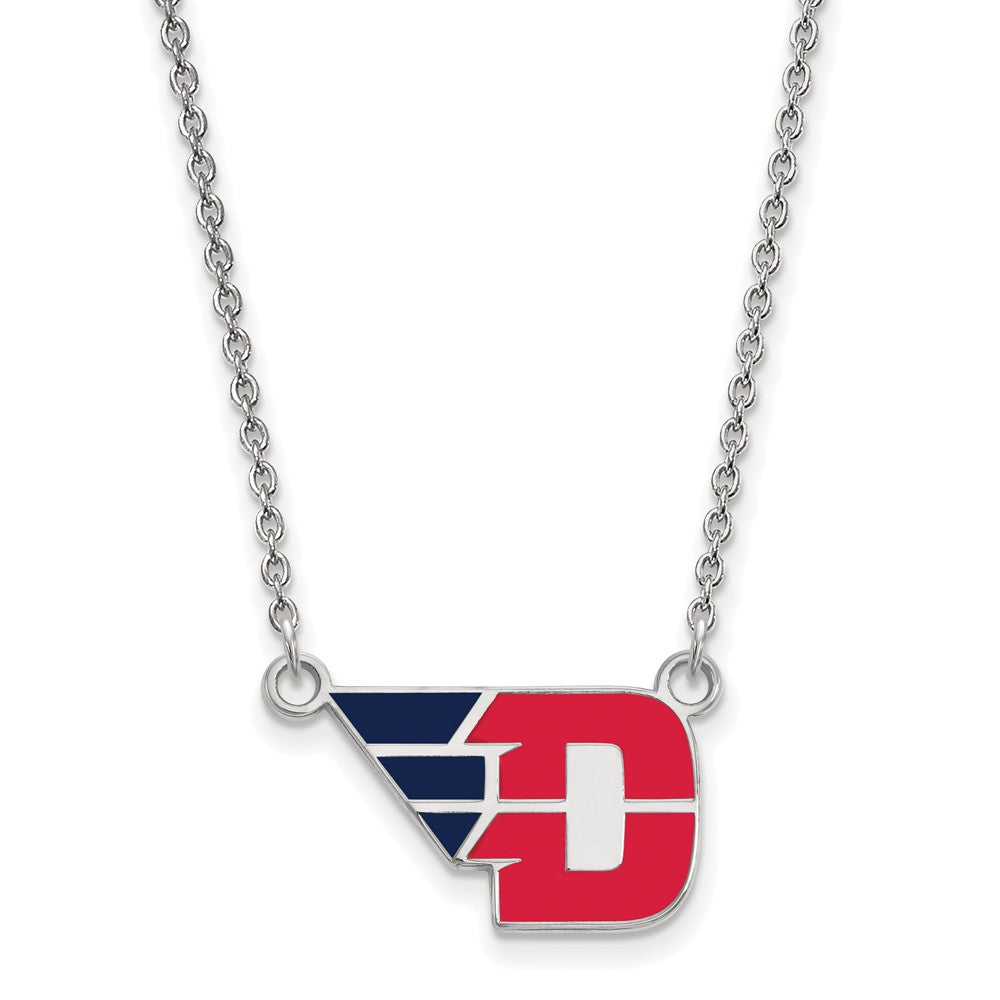 Sterling Silver U of Dayton Small Enamel Pendant Necklace, Item N12925 by The Black Bow Jewelry Co.