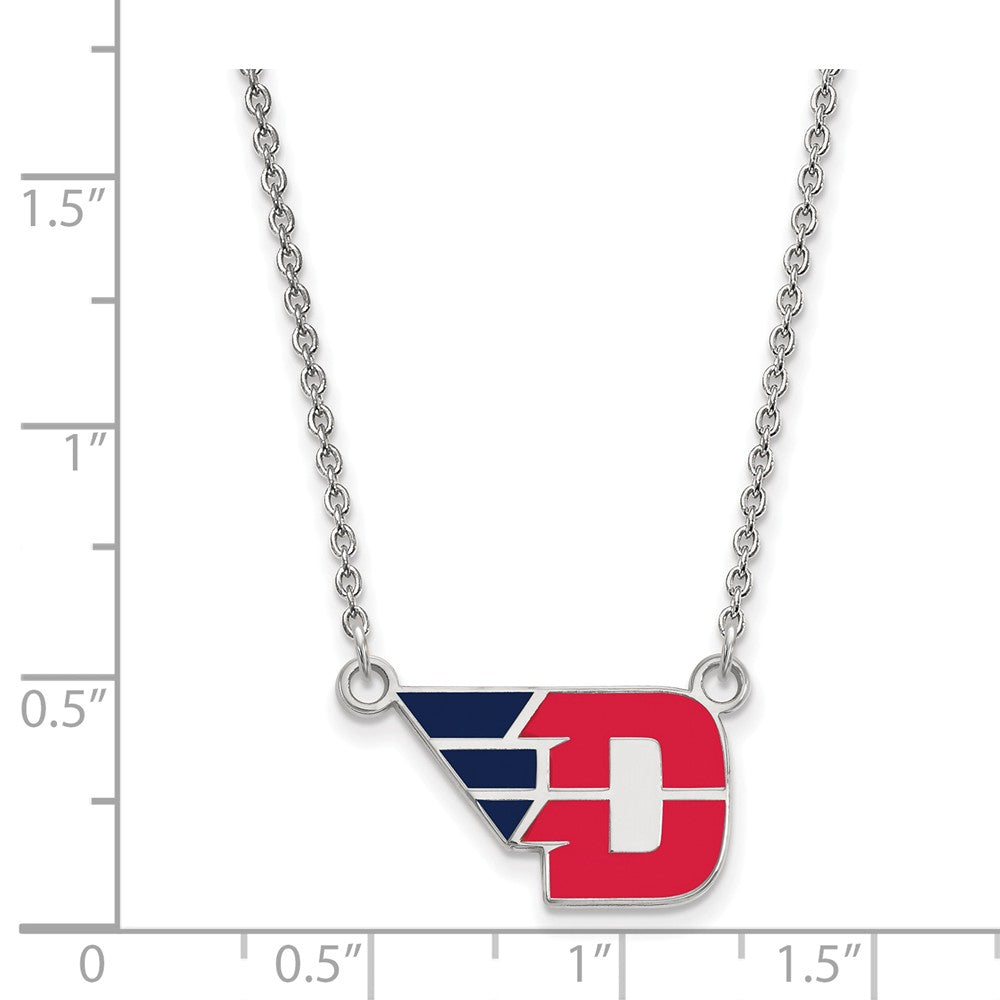 Alternate view of the Sterling Silver U of Dayton Small Enamel Pendant Necklace by The Black Bow Jewelry Co.