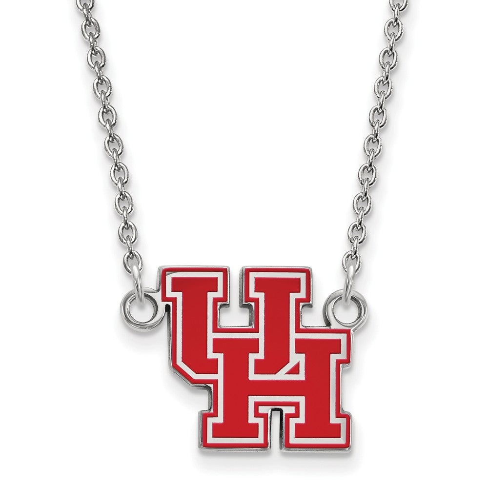 Sterling Silver U of Houston Small Enamel Pendant Necklace, Item N12926 by The Black Bow Jewelry Co.
