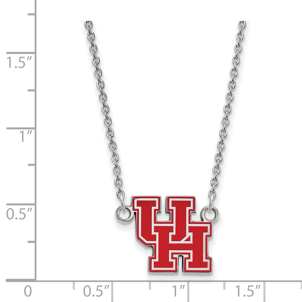 Alternate view of the Sterling Silver U of Houston Small Enamel Pendant Necklace by The Black Bow Jewelry Co.