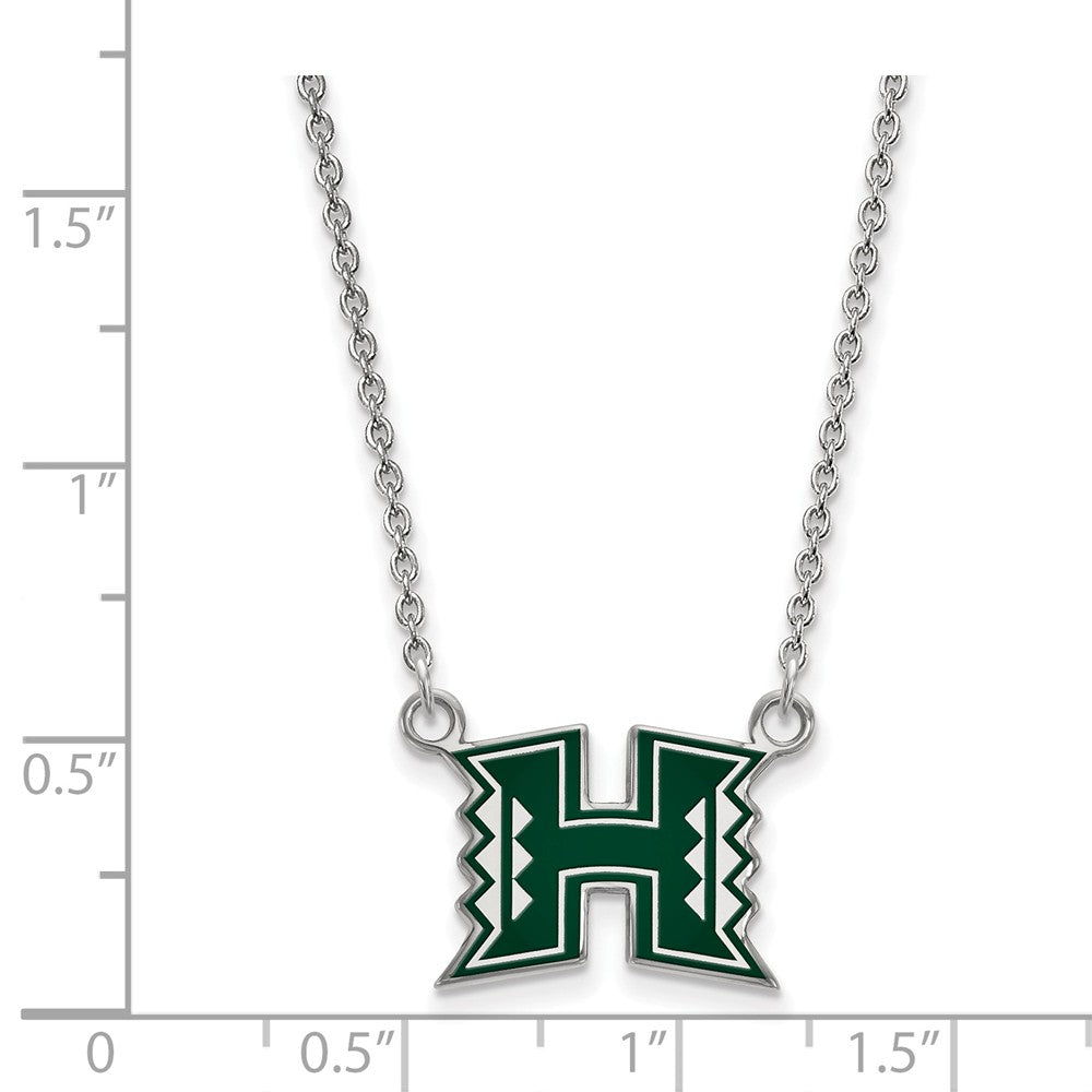 Alternate view of the Sterling Silver The U of Hawai&#39;i Small Enamel Pendant Necklace by The Black Bow Jewelry Co.