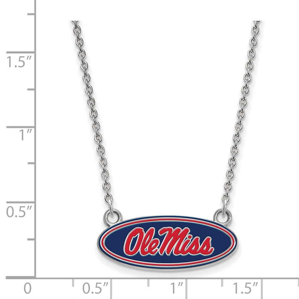 Alternate view of the Sterling Silver U of Mississippi Small Enamel Ole Miss Necklace by The Black Bow Jewelry Co.