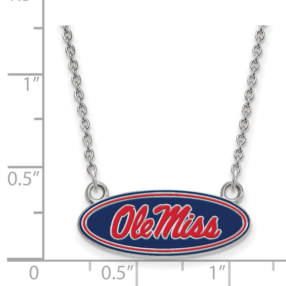 Alternate view of the Sterling Silver U of Mississippi Small Enamel Ole Miss Necklace by The Black Bow Jewelry Co.