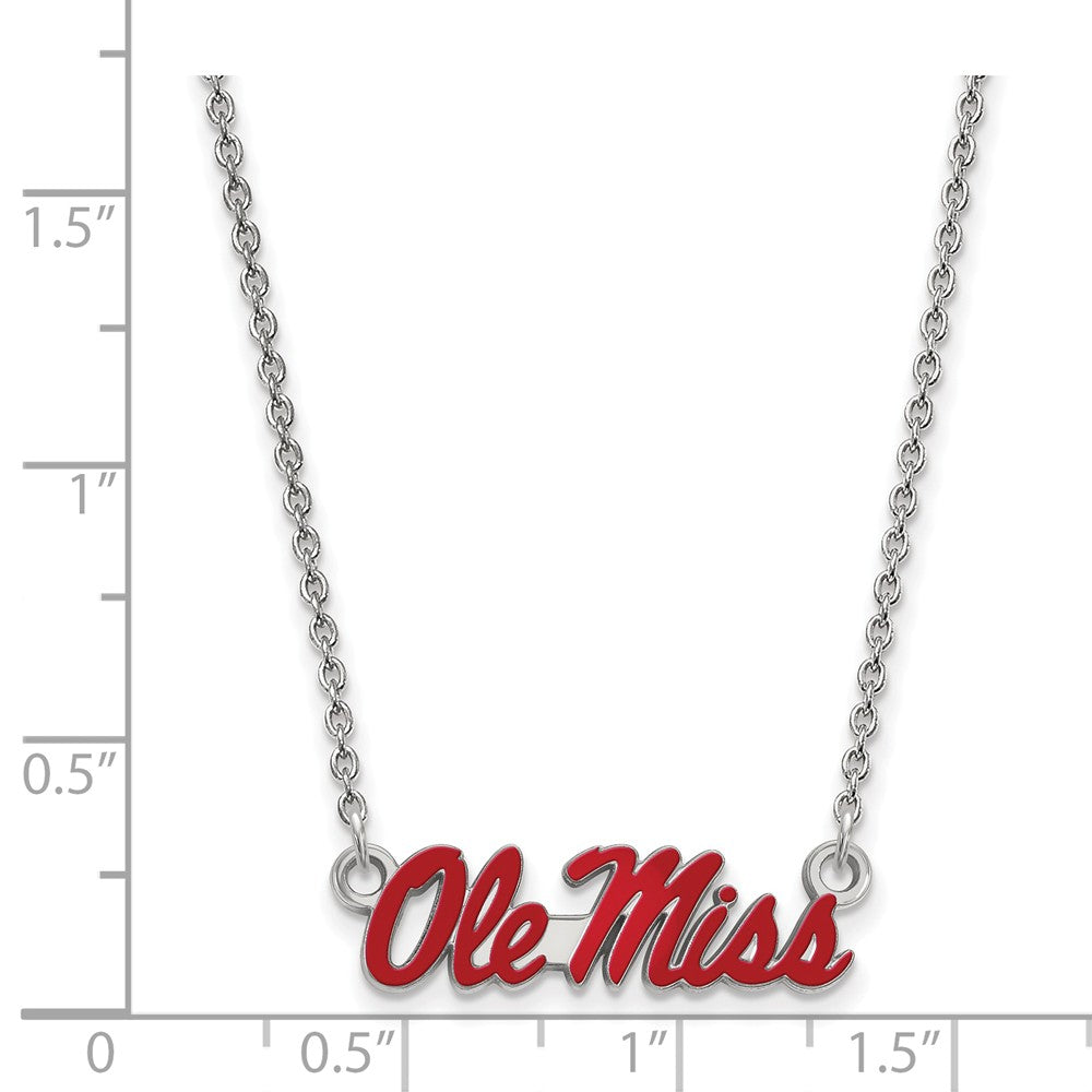 Alternate view of the Sterling Silver U of Mississippi Small Enamel Pendant Necklace by The Black Bow Jewelry Co.