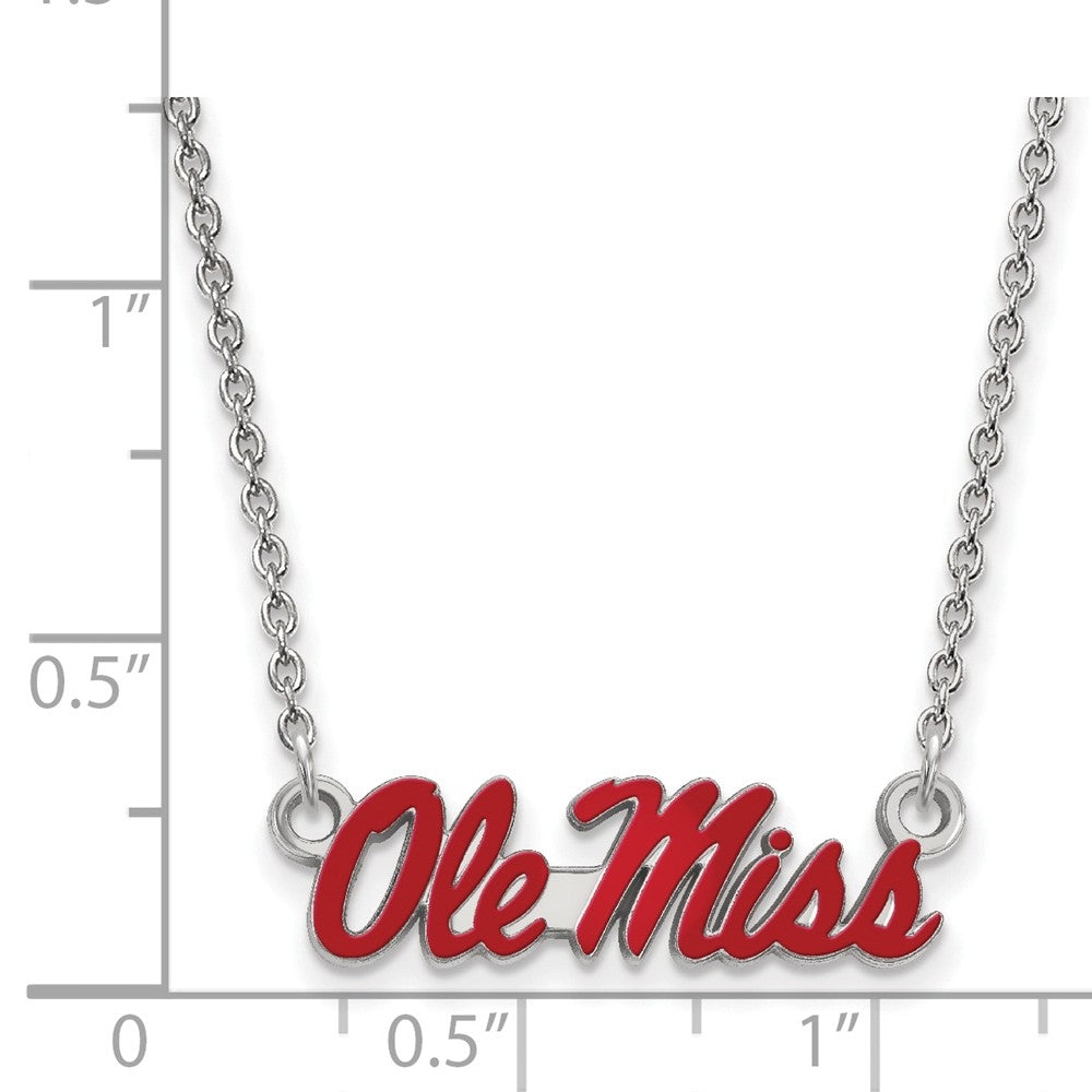 Alternate view of the Sterling Silver U of Mississippi Small Enamel Pendant Necklace by The Black Bow Jewelry Co.
