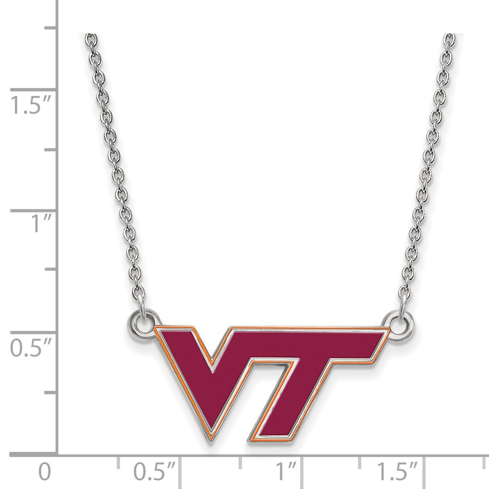 Alternate view of the Sterling Silver Virginia Tech Small Enamel Pendant Necklace by The Black Bow Jewelry Co.