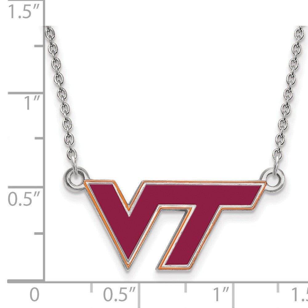 Alternate view of the Sterling Silver Virginia Tech Small Enamel Pendant Necklace by The Black Bow Jewelry Co.