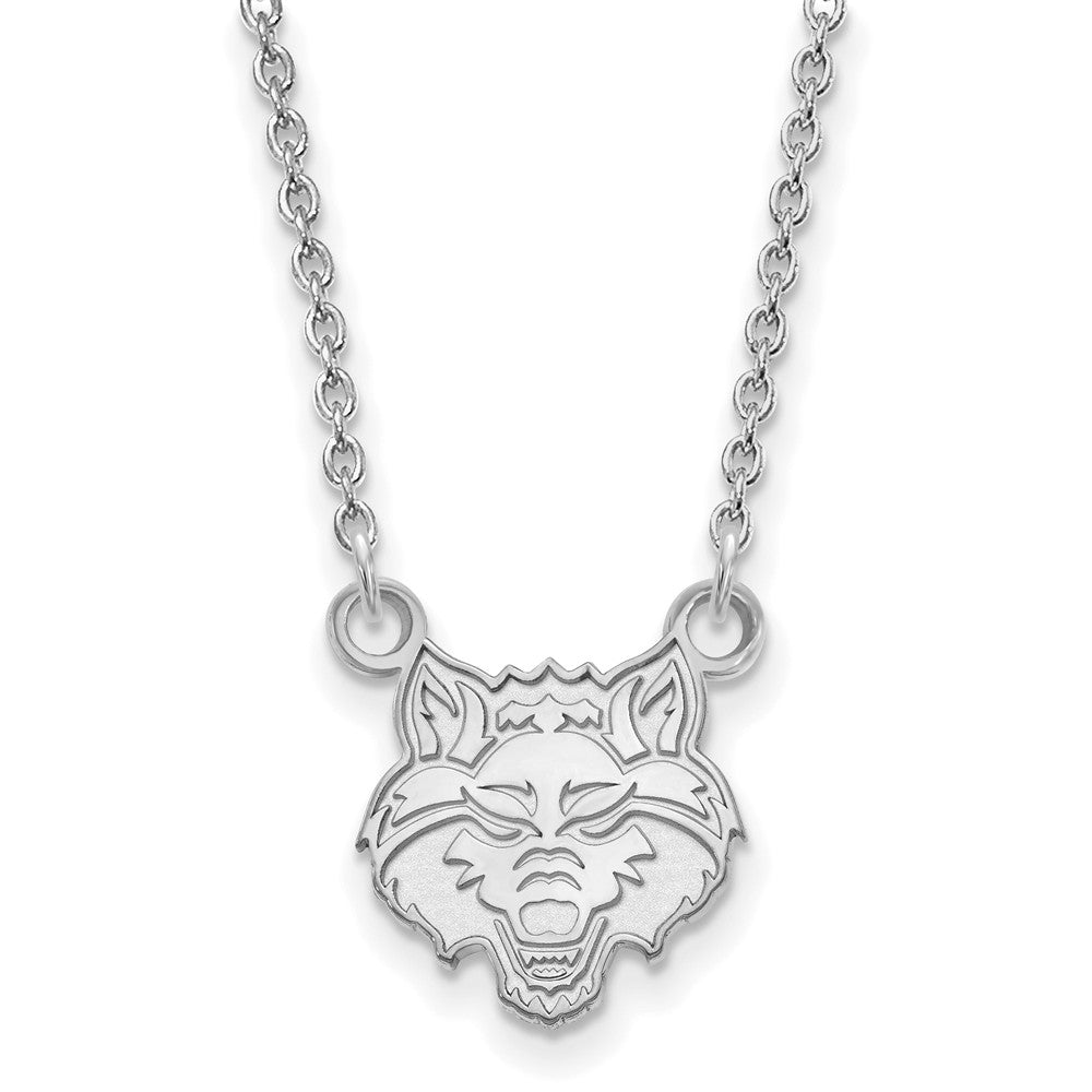 10k White Gold Arkansas State Small Pendant Necklace, Item N12948 by The Black Bow Jewelry Co.
