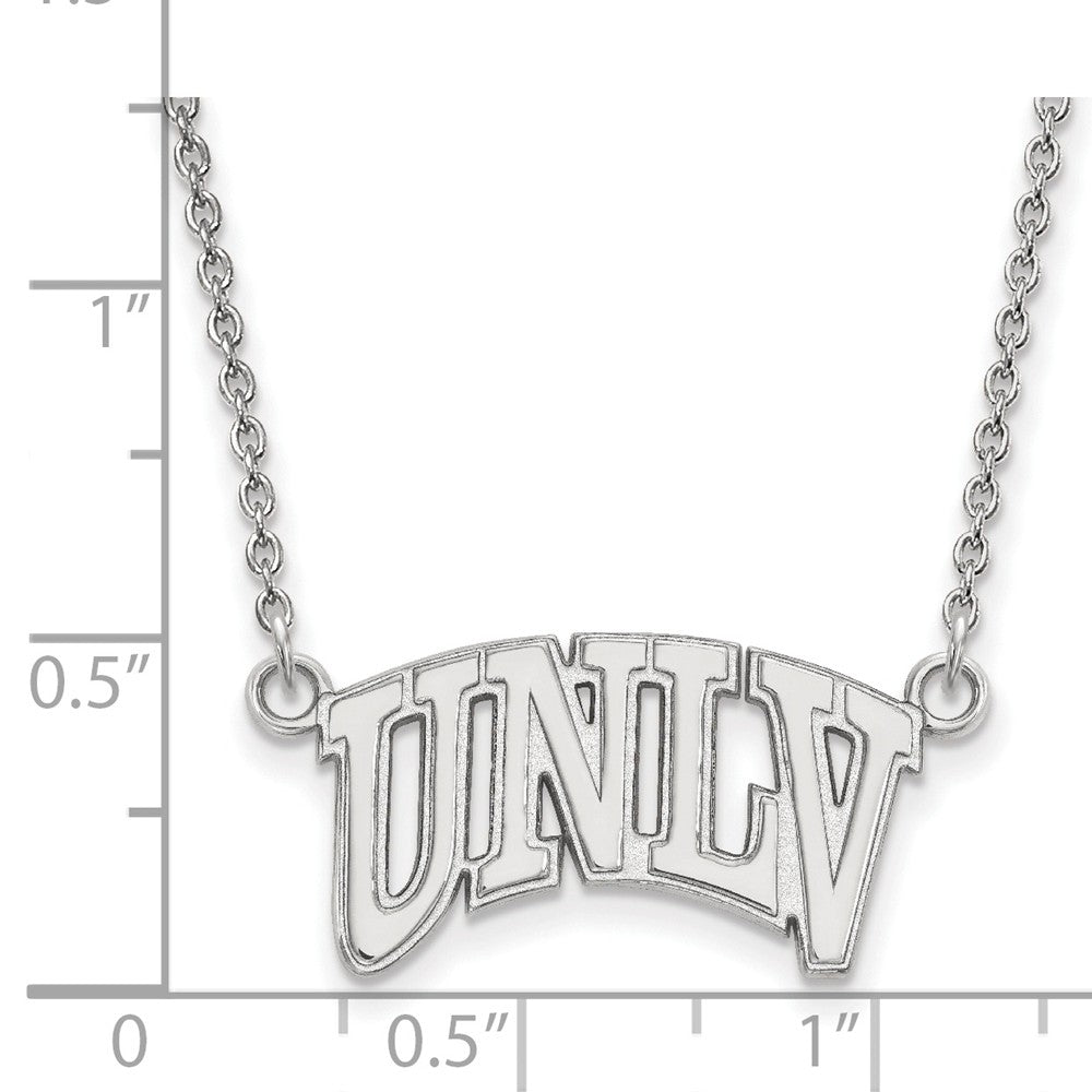 Alternate view of the 10k White Gold U of Nevada Las Vegas Small Pendant Necklace by The Black Bow Jewelry Co.