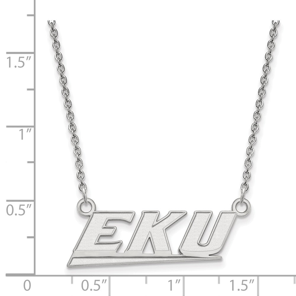 Alternate view of the 10k White Gold Eastern Kentucky U Small Pendant Necklace by The Black Bow Jewelry Co.