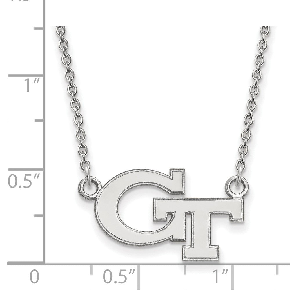 Alternate view of the 10k White Gold Georgia Technology Small &#39;GT&#39; Pendant Necklace by The Black Bow Jewelry Co.