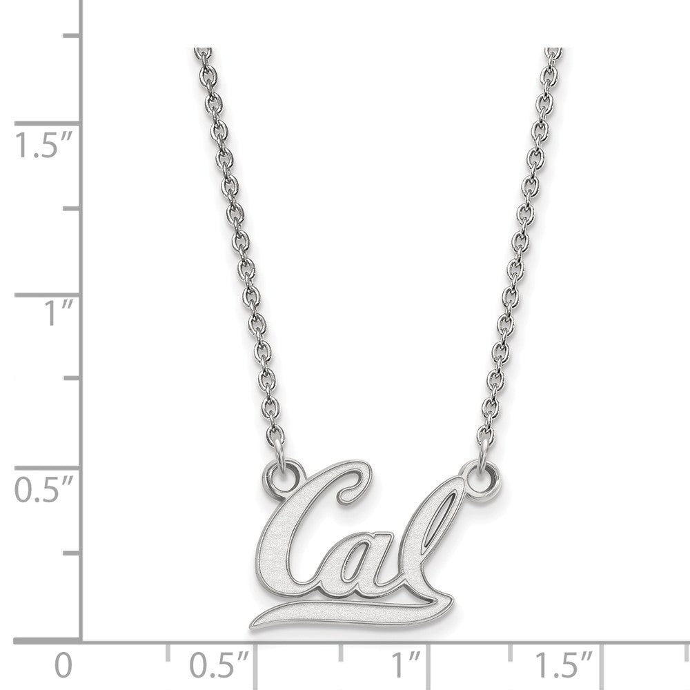 Alternate view of the 10k White Gold California Berkeley Small &#39;Cal&#39; Pendant Necklace by The Black Bow Jewelry Co.