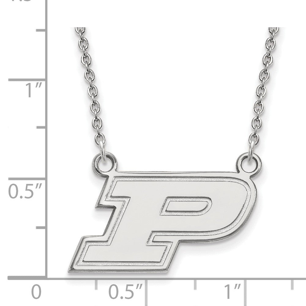 Alternate view of the 10k White Gold Purdue Small Initial P Pendant Necklace by The Black Bow Jewelry Co.