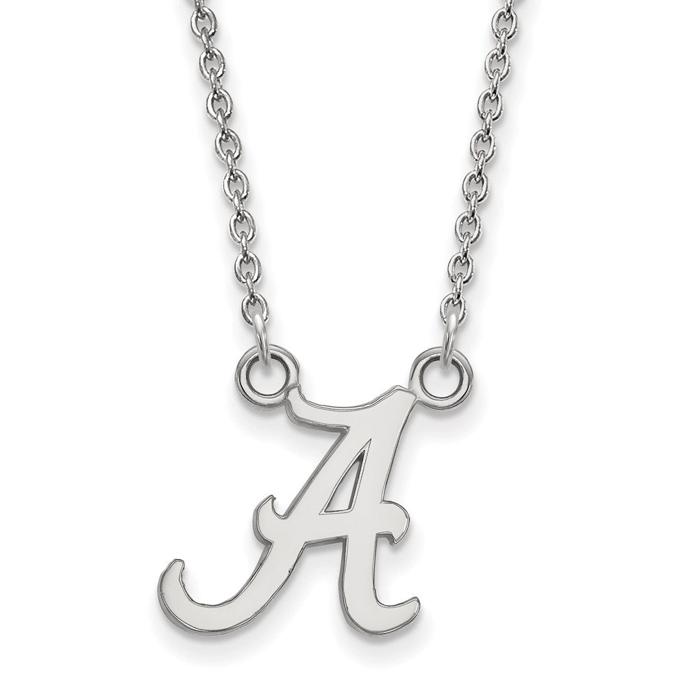 10k White Gold U of Alabama Small Initial A Pendant Necklace, Item N13043 by The Black Bow Jewelry Co.