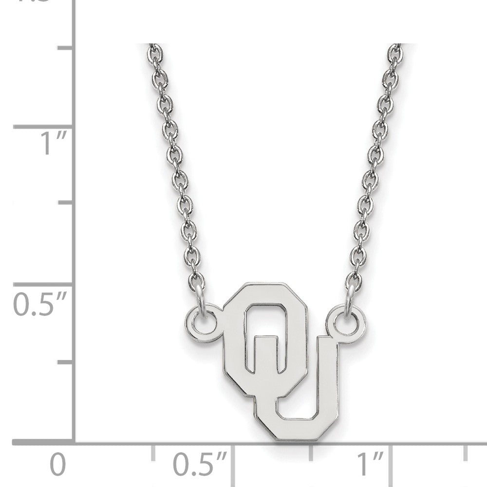 Alternate view of the 10k White Gold Oklahoma OU Small Pendant Necklace by The Black Bow Jewelry Co.