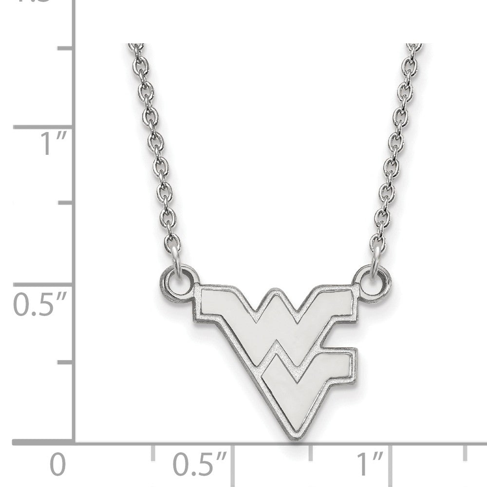 Alternate view of the 10k White Gold West Virginia U Small Pendant Necklace by The Black Bow Jewelry Co.
