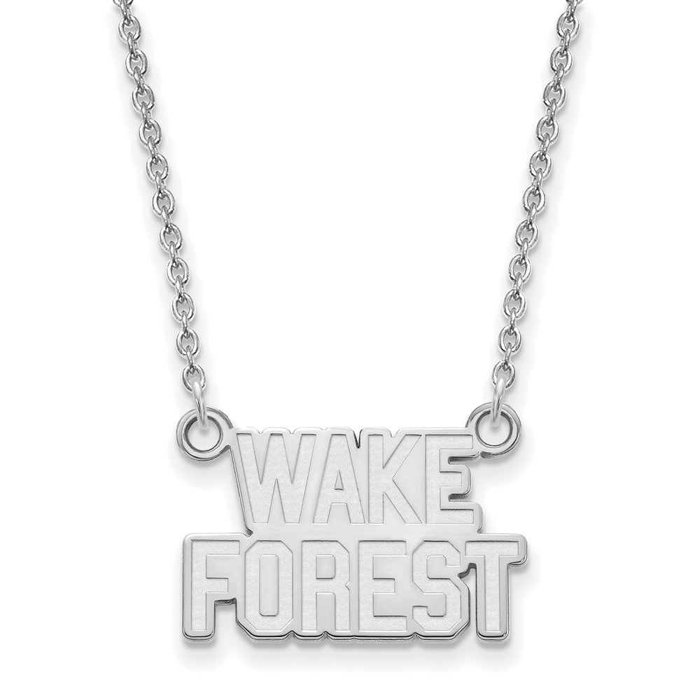 10k White Gold Wake Forest U Small Pendant Necklace, Item N13070 by The Black Bow Jewelry Co.