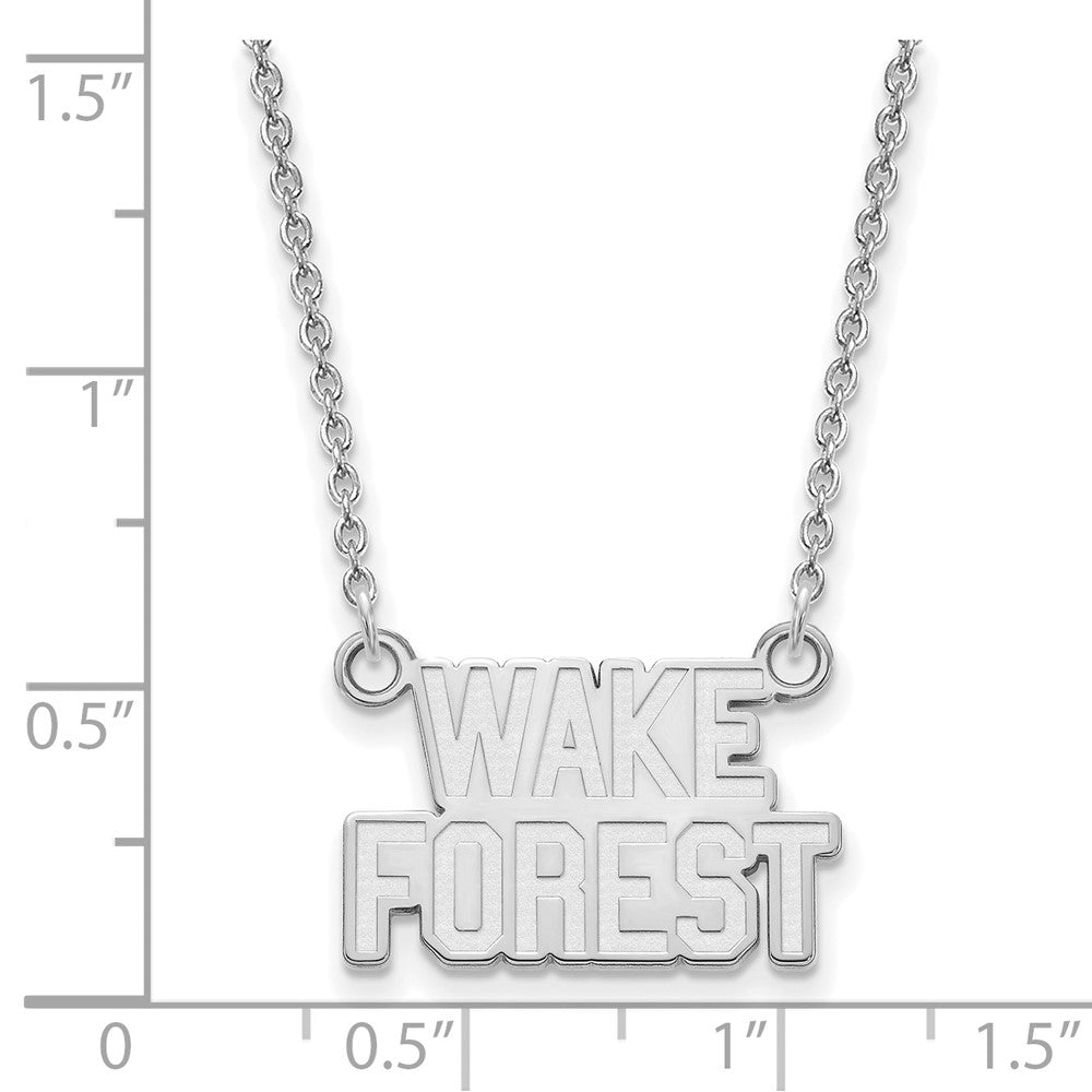 Alternate view of the 10k White Gold Wake Forest U Small Pendant Necklace by The Black Bow Jewelry Co.