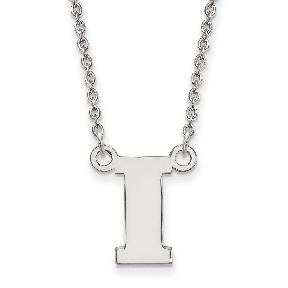 10k White Gold U of Iowa Small Initial I Pendant Necklace, Item N13107 by The Black Bow Jewelry Co.
