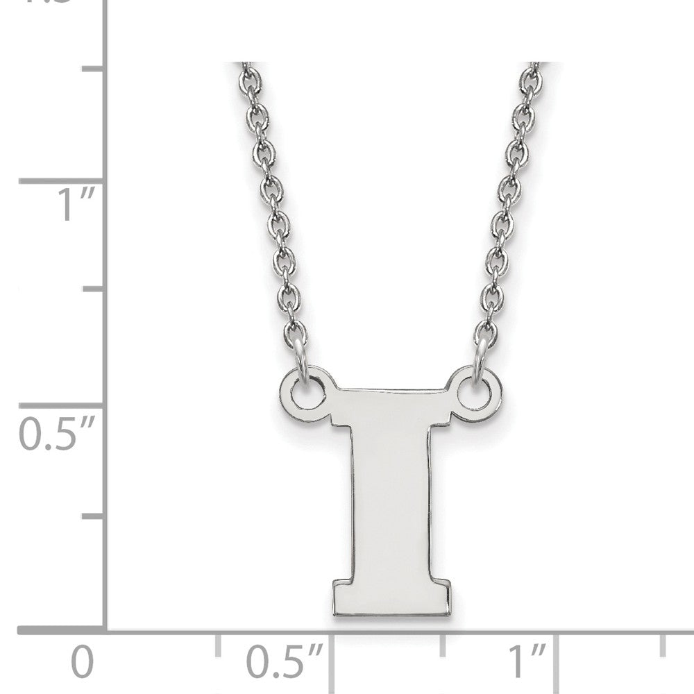 Alternate view of the 10k White Gold U of Iowa Small Initial I Pendant Necklace by The Black Bow Jewelry Co.