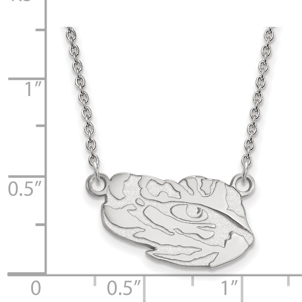 Alternate view of the 10k White Gold Louisiana State Small Pendant Necklace by The Black Bow Jewelry Co.
