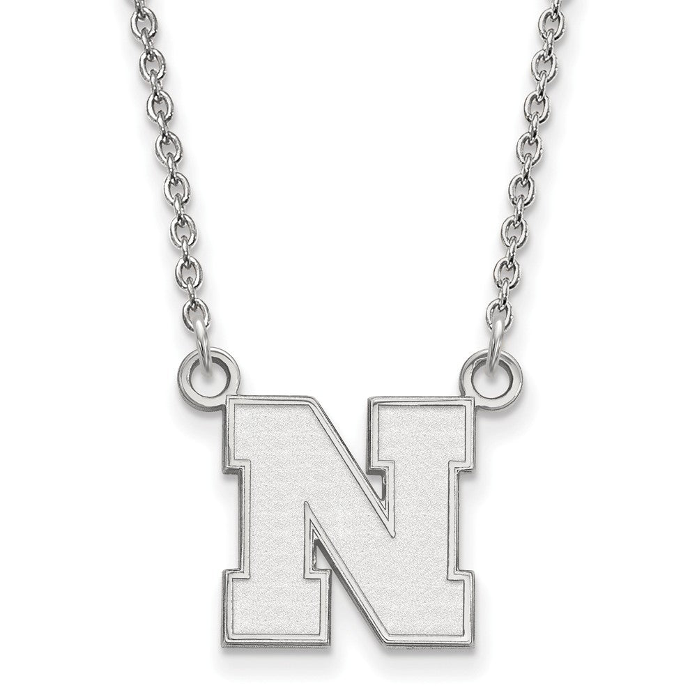 10k White Gold U of Nebraska Small Initial N Pendant Necklace, Item N13112 by The Black Bow Jewelry Co.