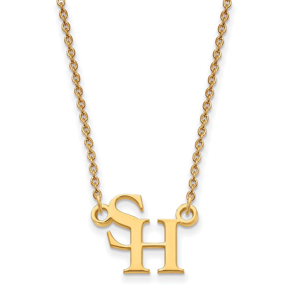 10k Yellow Gold Sam Houston State Small Pendant Necklace, Item N13117 by The Black Bow Jewelry Co.