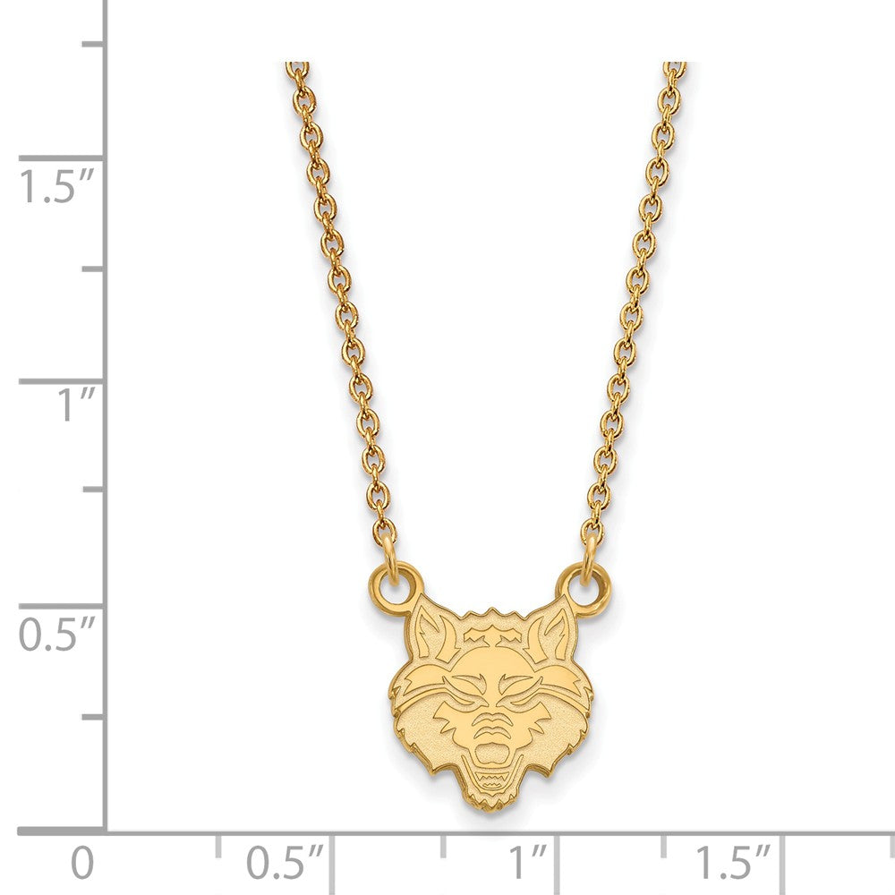 Alternate view of the 10k Yellow Gold Arkansas State Small Pendant Necklace by The Black Bow Jewelry Co.