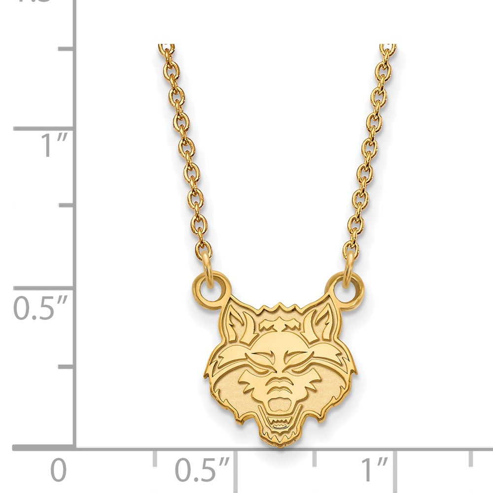 Alternate view of the 10k Yellow Gold Arkansas State Small Pendant Necklace by The Black Bow Jewelry Co.