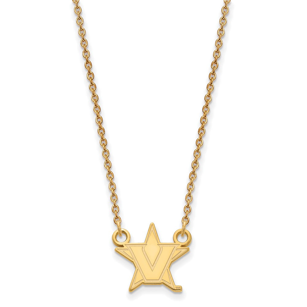 Alternate view of the 10k Yellow Gold Vanderbilt U Small Pendant Necklace by The Black Bow Jewelry Co.