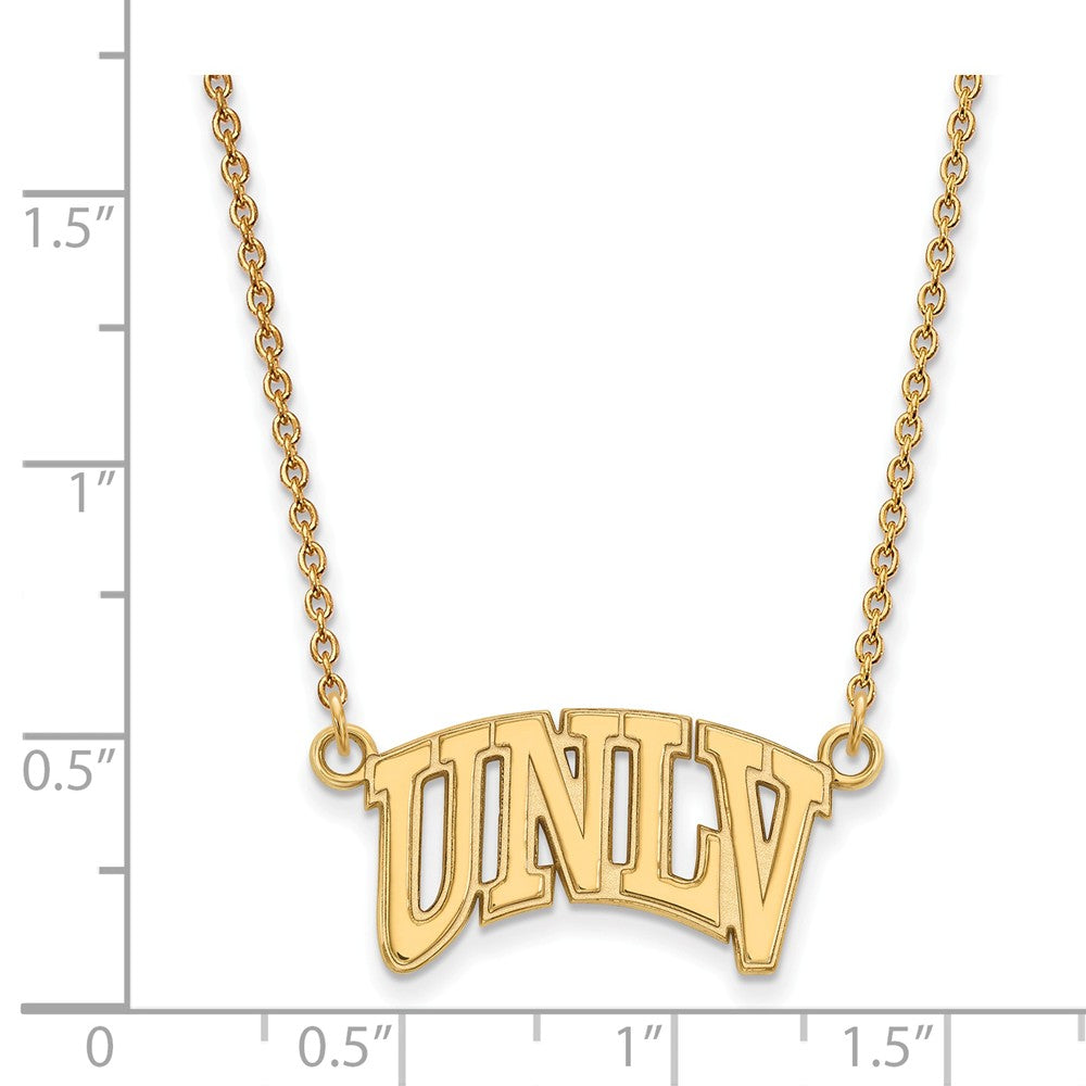 Alternate view of the 10k Yellow Gold U of Nevada Las Vegas Small Pendant Necklace by The Black Bow Jewelry Co.