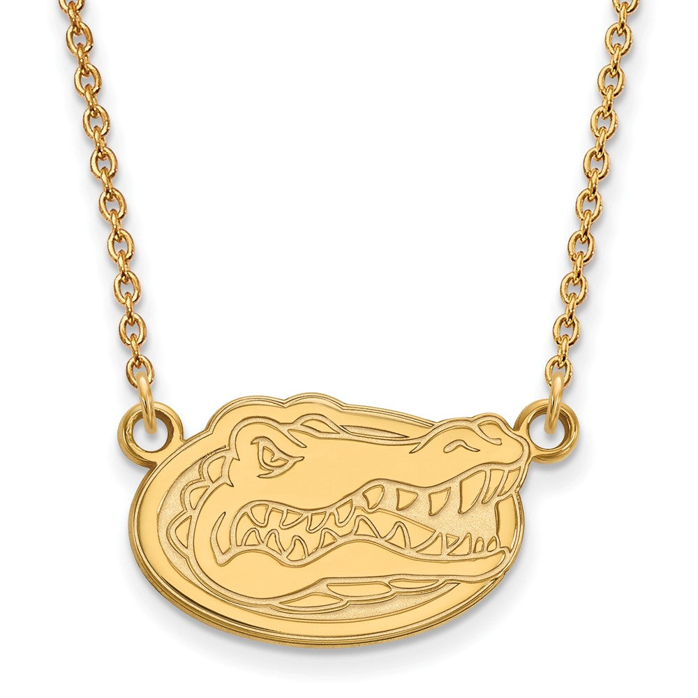 10k Yellow Gold U of Florida Small Gator Disc Pendant Necklace, Item N13219 by The Black Bow Jewelry Co.