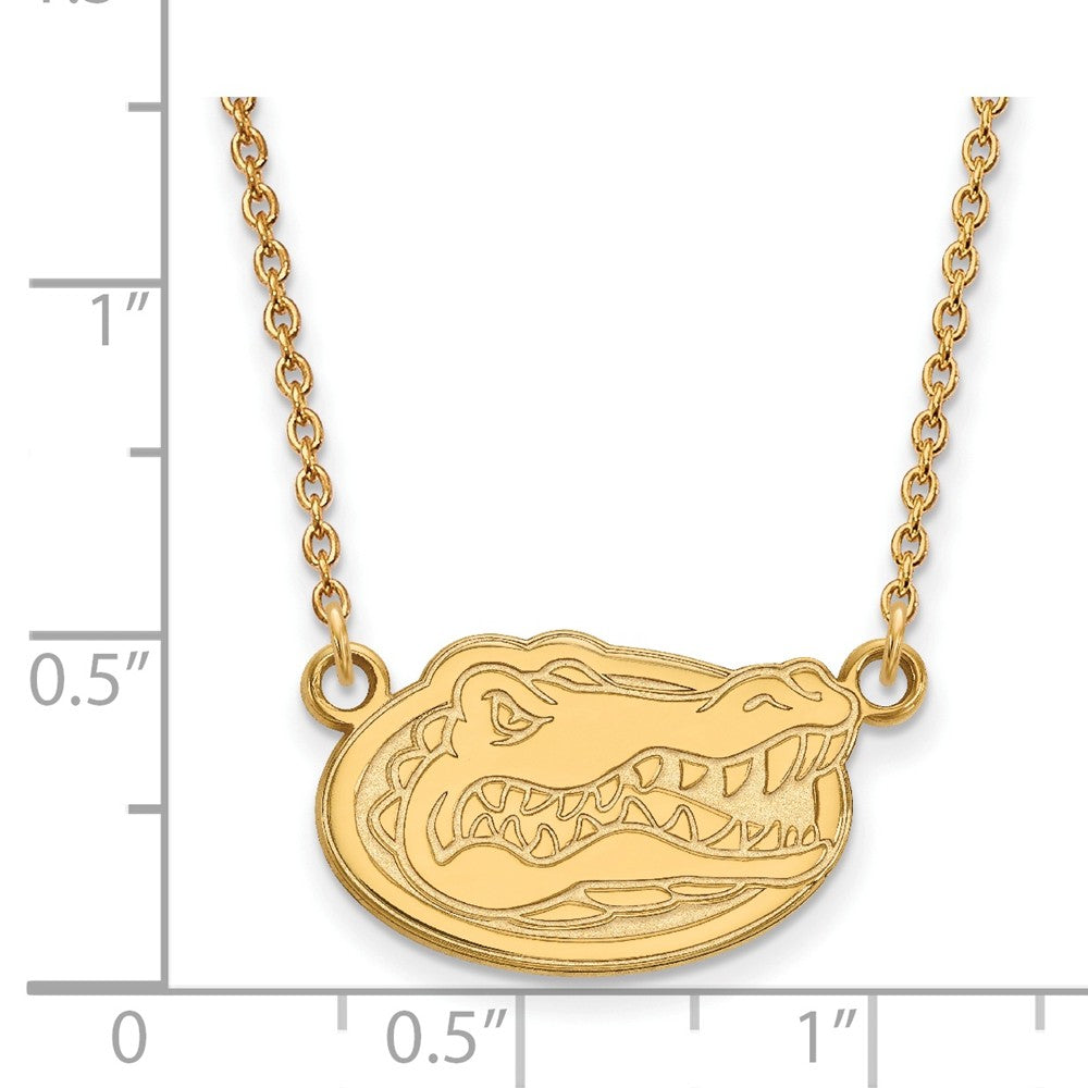 Alternate view of the 10k Yellow Gold U of Florida Small Gator Disc Pendant Necklace by The Black Bow Jewelry Co.