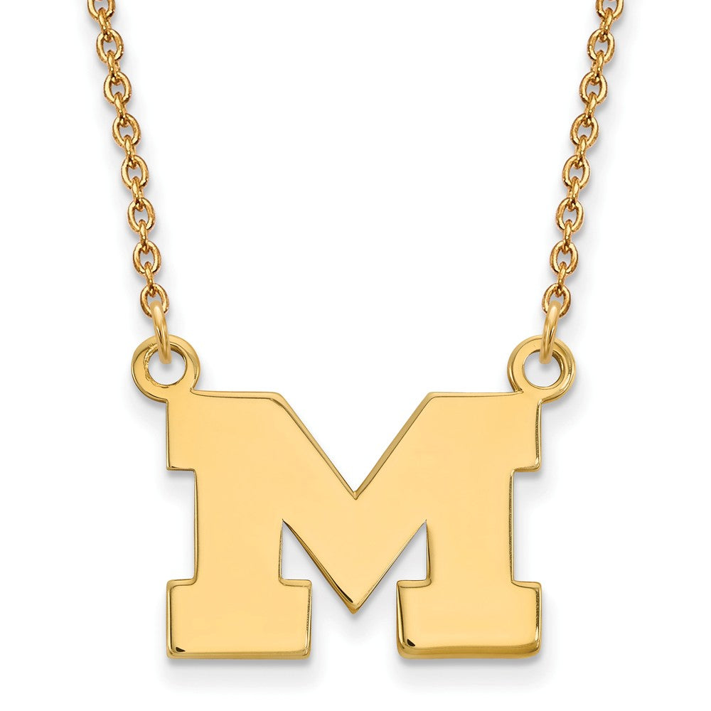 10k Yellow Gold U of Michigan Small Initial M Pendant Necklace, Item N13224 by The Black Bow Jewelry Co.