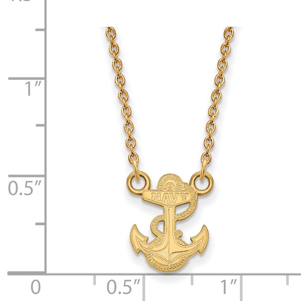 Alternate view of the 10k Yellow Gold U.S. Navy Small Pendant Necklace by The Black Bow Jewelry Co.
