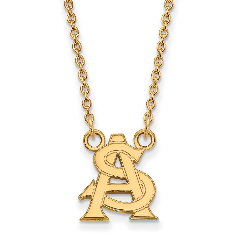 10k Yellow Gold Arizona State Small Pendant Necklace, Item N13239 by The Black Bow Jewelry Co.