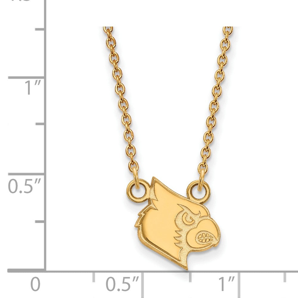 Alternate view of the 10k Yellow Gold U of Louisville Small Pendant Necklace by The Black Bow Jewelry Co.